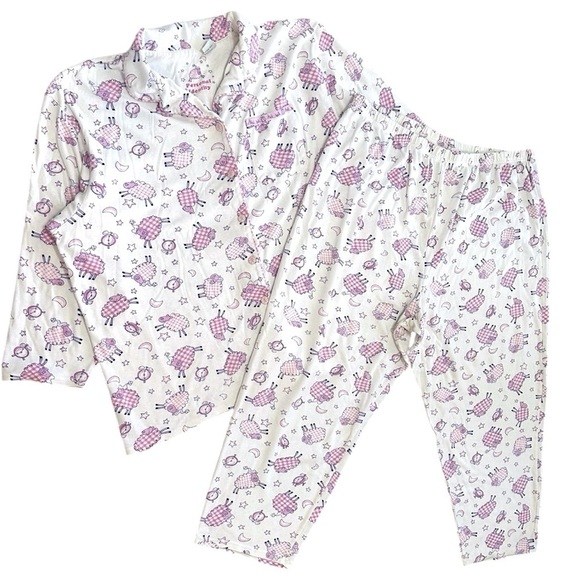 Personal Identity Other - Sears White and Purple Sheep Print Pajama Set - Two-Piece Sleepwear
